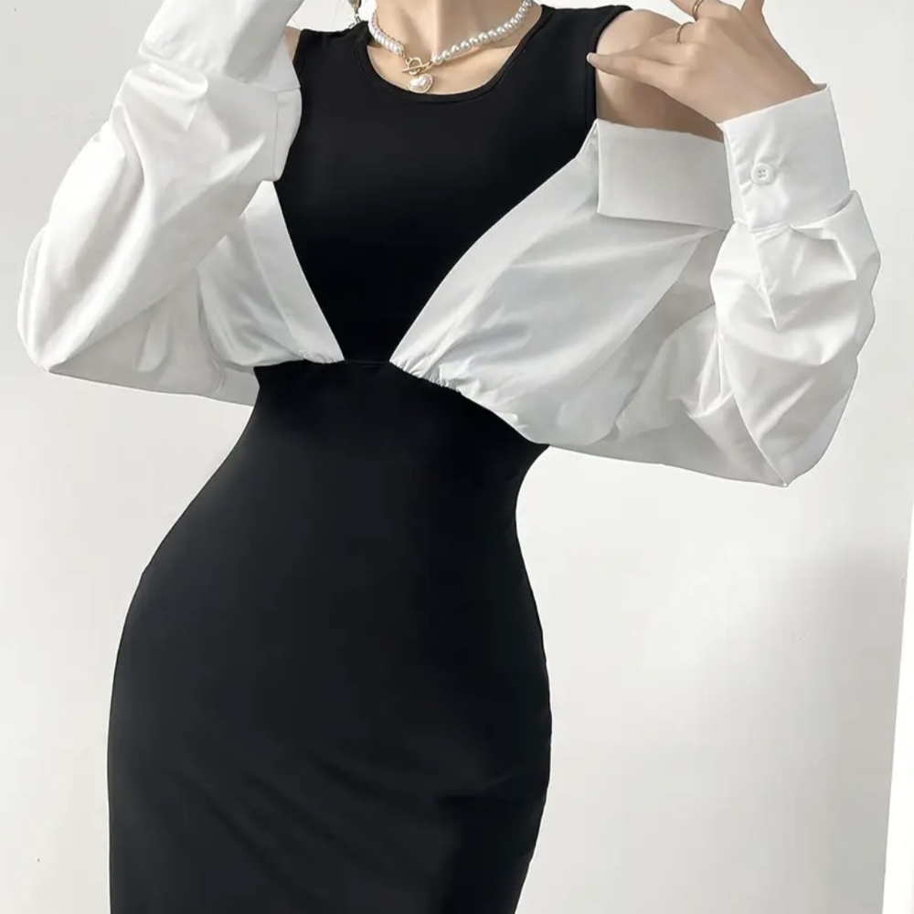 Elegant Black and White Maxi Dress